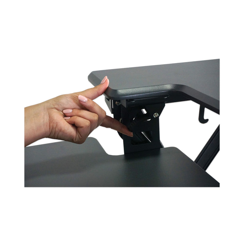 Victor High Rise Height Adjustable Standing Desk with Keyboard Tray, 36" x 31.25" x 5.25" to 20", Gray/Black
