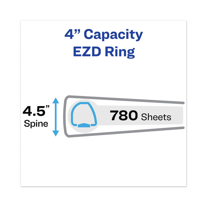 Avery Heavy-Duty View Binder with DuraHinge and Locking One Touch EZD Rings, 3 Rings, 4" Capacity, 11 x 8.5, Pacific Blue