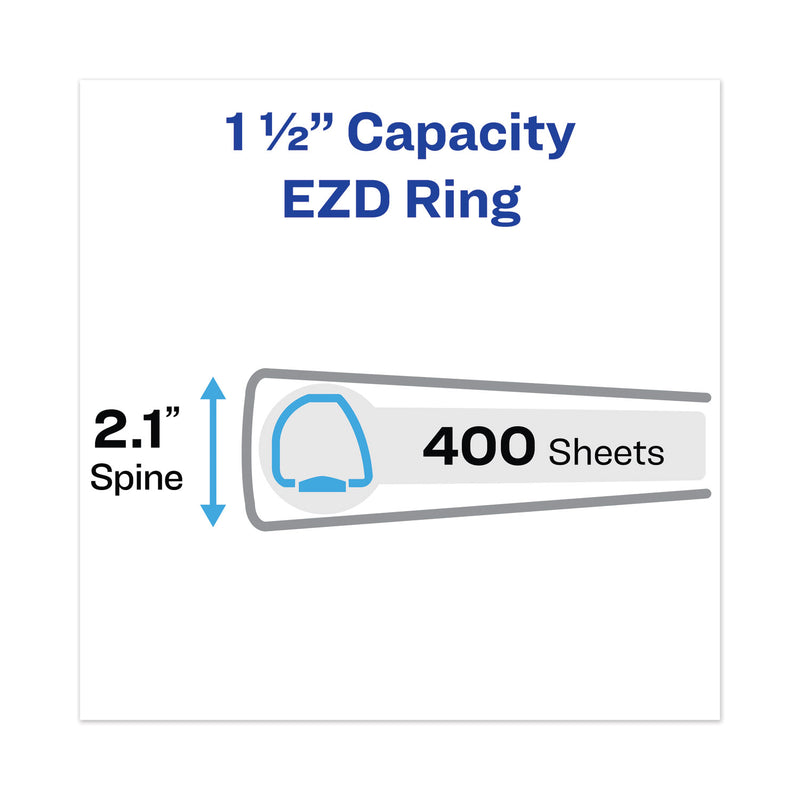 Avery Heavy-Duty View Binder with DuraHinge and One Touch EZD Rings, 3 Rings, 1.5" Capacity, 11 x 8.5, Red