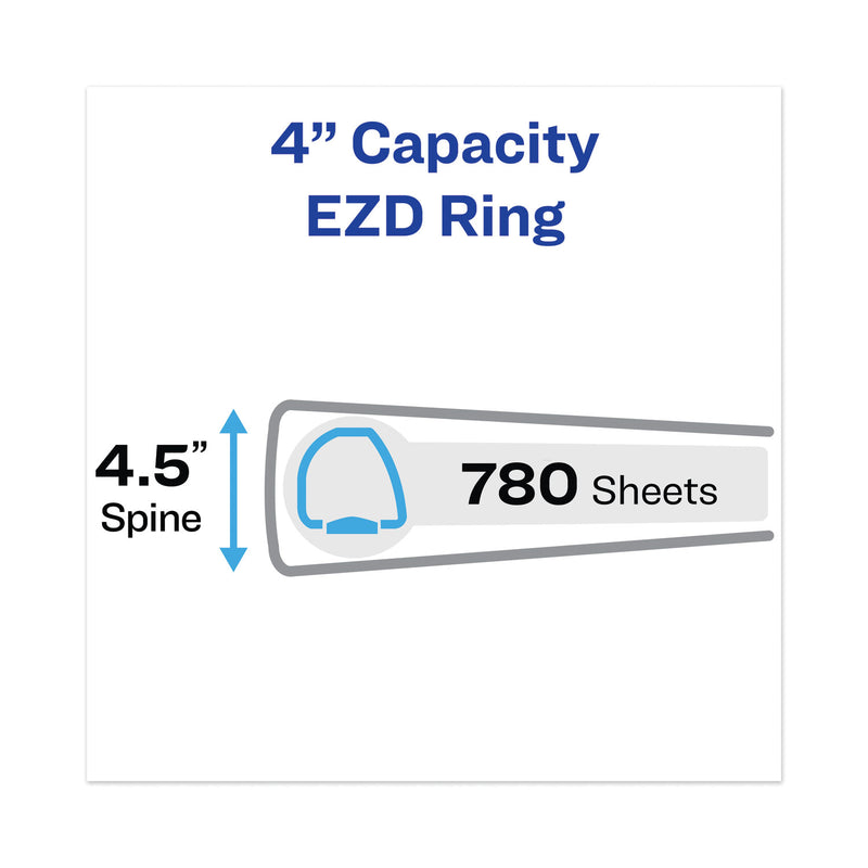 Avery Heavy-Duty View Binder with DuraHinge and Locking One Touch EZD Rings, 3 Rings, 4" Capacity, 11 x 8.5, Black