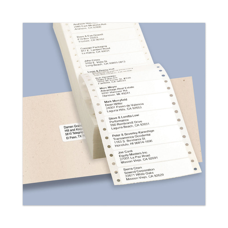 Avery Dot Matrix Printer Mailing Labels, Pin-Fed Printers, 0.94 x 3.5, White, 5,000/Box