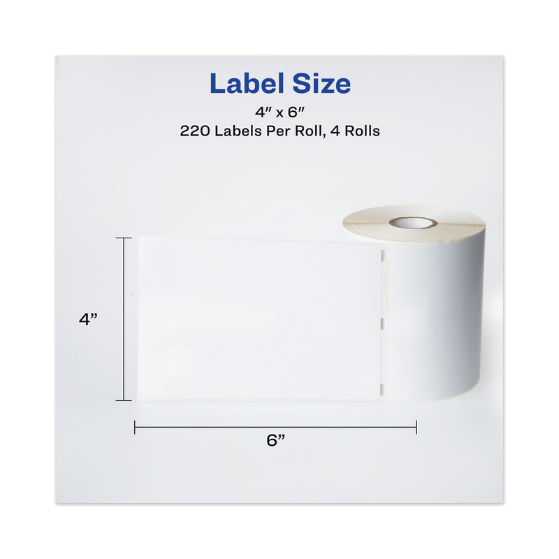 Avery Multipurpose Thermal Labels, 4 x 6, White, 220/Roll, 4 Rolls/Pack