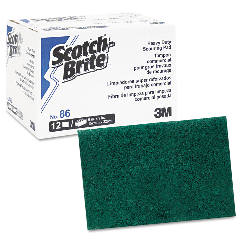 Scotch-Brite Heavy Duty Scouring Pad 86, 6 x 9, Green, 12/Pack, 3 Packs/Carton