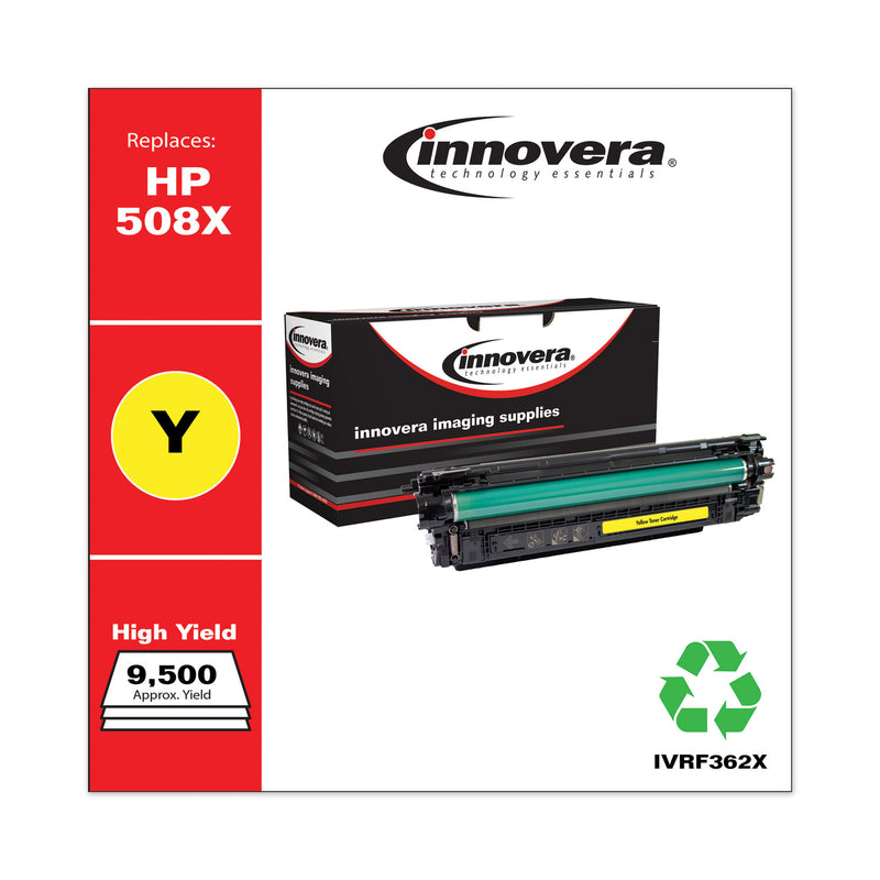 Innovera Remanufactured Yellow High-Yield Toner, Replacement for 508X (CF362X), 9,500 Page-Yield