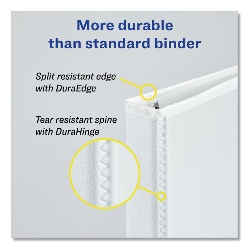 Avery Heavy-Duty View Binder with DuraHinge and One Touch Slant Rings, 3 Rings, 0.5" Capacity, 11 x 8.5, White