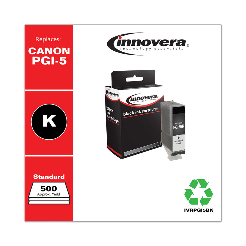 Innovera Remanufactured Black Ink, Replacement for PGI-5BK (0628B002), 500 Page-Yield