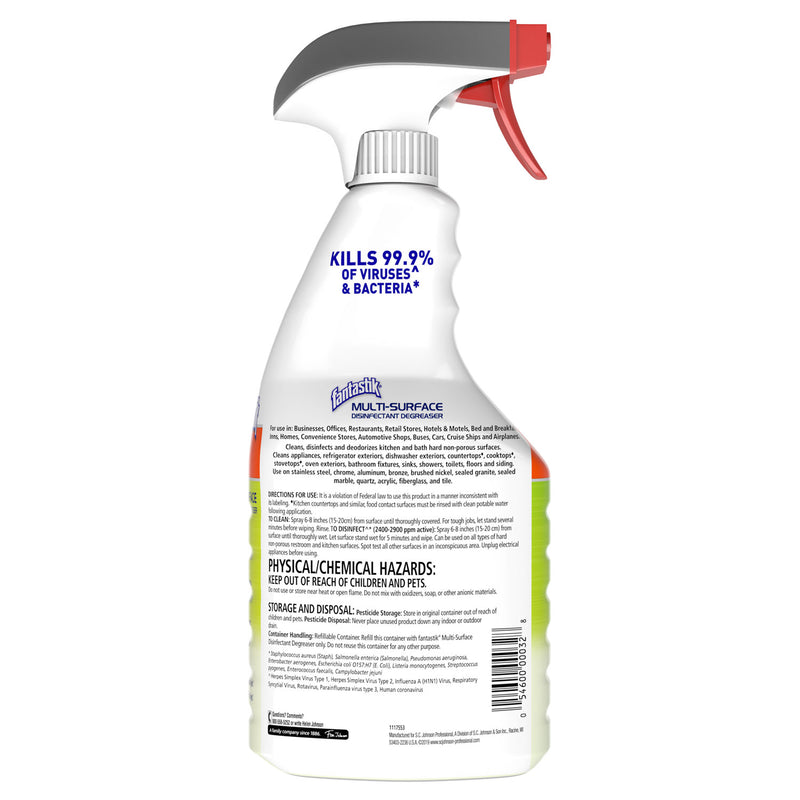 Fantastik Multi-Surface Disinfectant Degreaser, Herbal, 32 oz Spray Bottle, 8/Carton