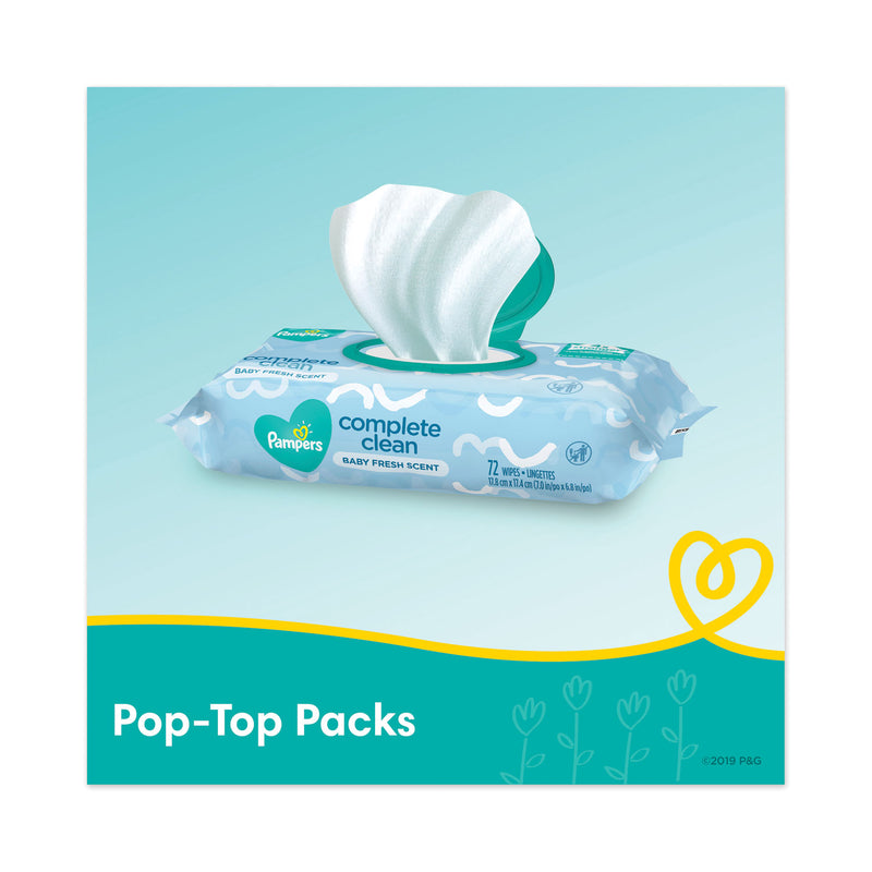 Pampers Complete Clean Baby Wipes, 1-Ply, Baby Fresh, 72 Wipes/Pack, 8 Packs/Carton