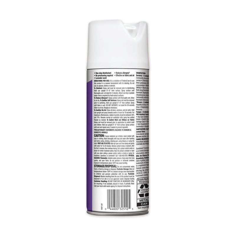 Clorox 4 in One Disinfectant and Sanitizer, Lavender, 14 oz Aerosol Spray