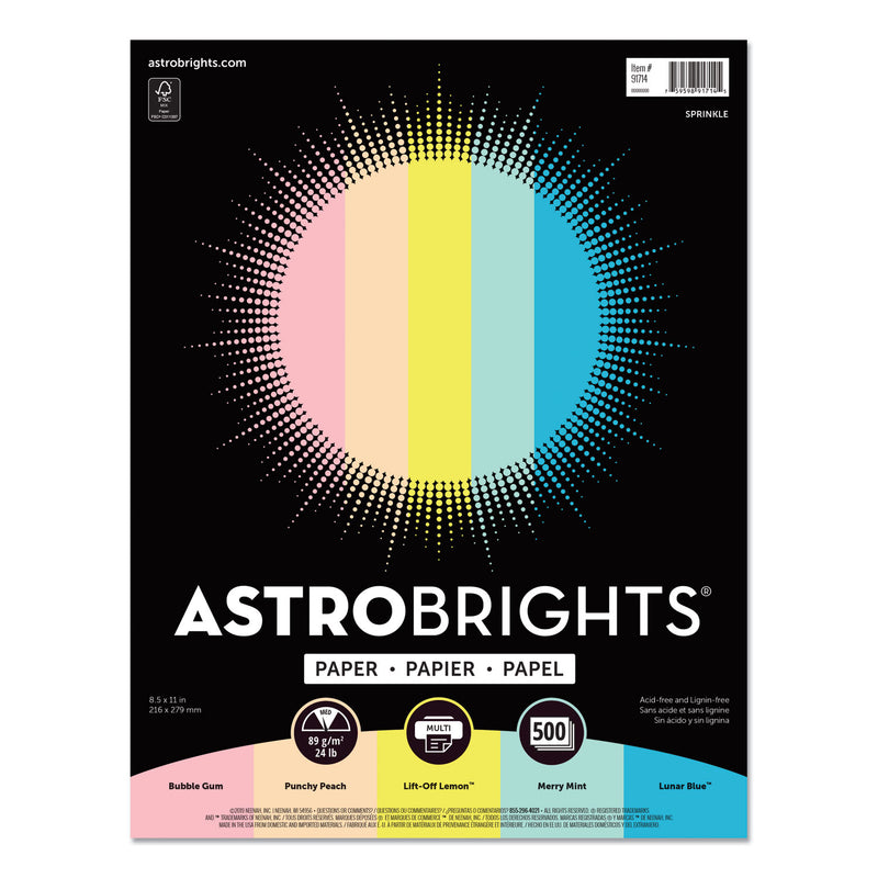 Astrobrights Color Paper, 24 lb Bond Weight, 8.5 x 11, Assorted Colors, 500/Ream