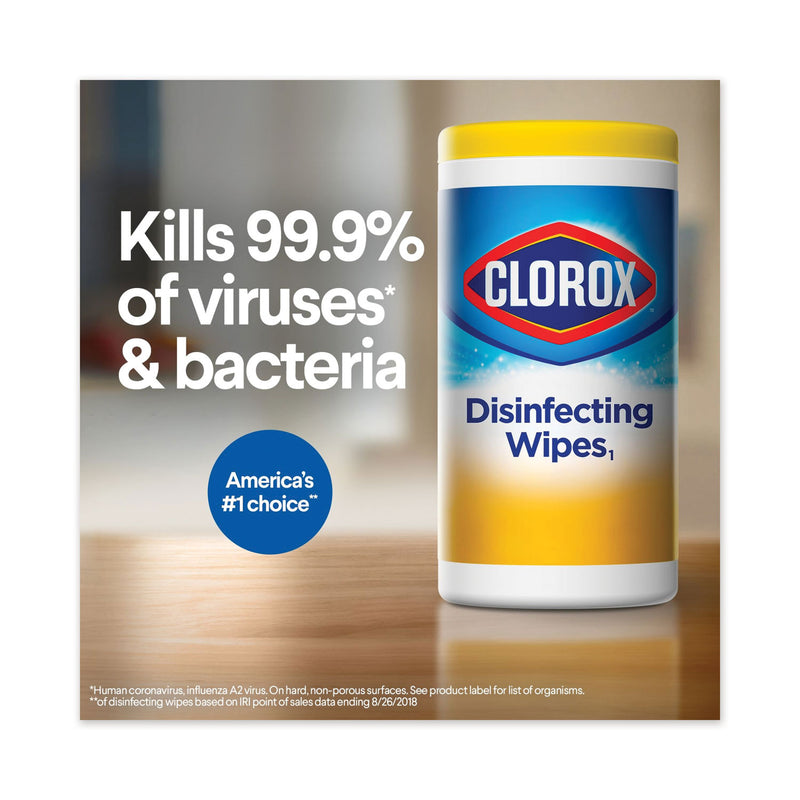 Clorox Disinfecting Wipes, 7 x 8, Fresh Scent, 35/Canister, 12/Carton