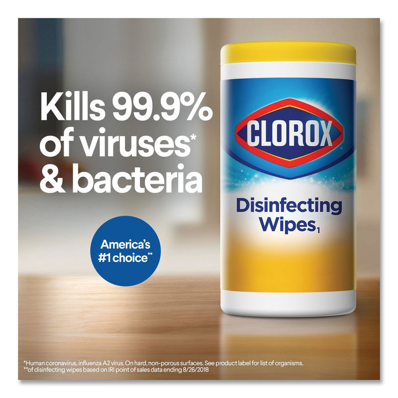 Clorox Disinfecting Wipes, 7 x 8, Crisp Lemon, 35/Canister