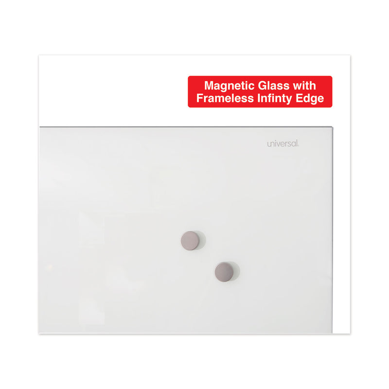 Universal Frameless Magnetic Glass Marker Board, 36" x 24", White