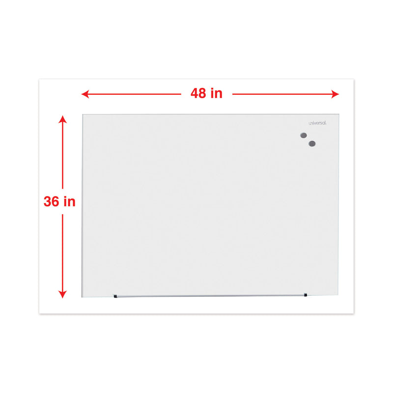 Universal Frameless Magnetic Glass Marker Board, 48" x 36", White