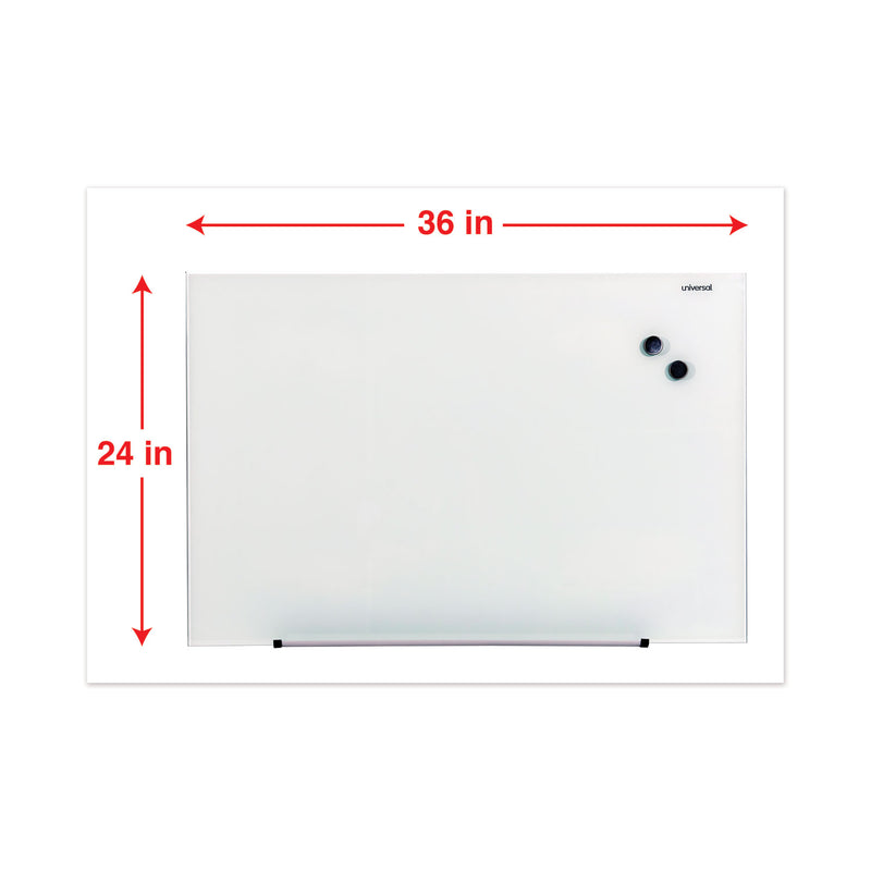 Universal Frameless Magnetic Glass Marker Board, 36" x 24", White