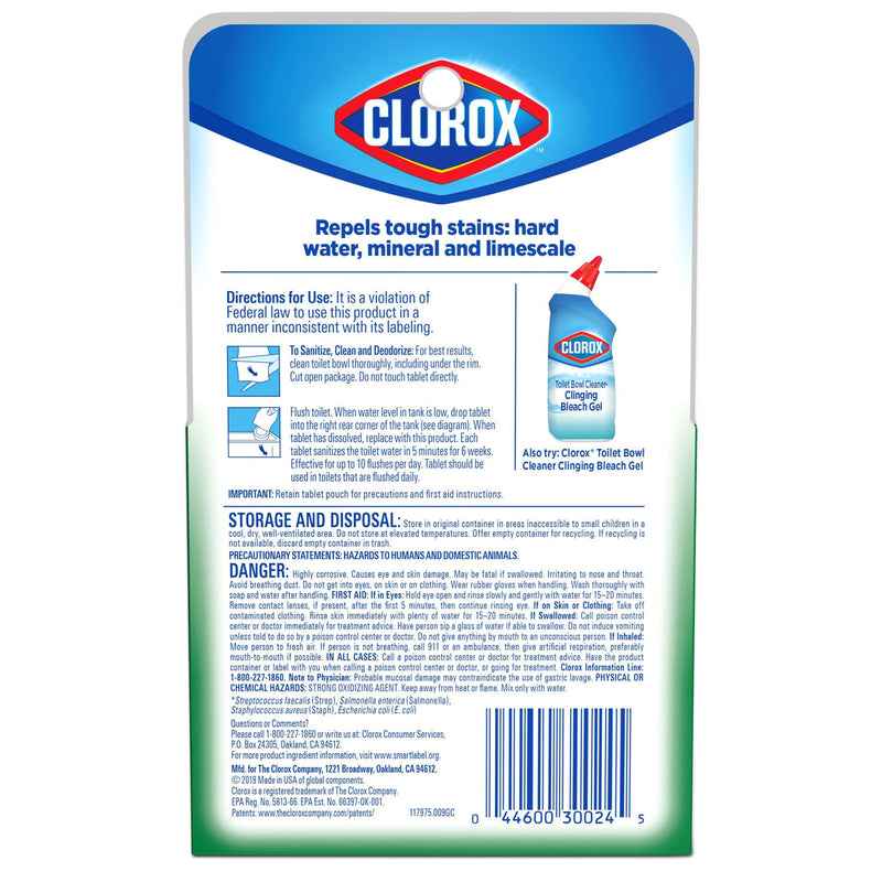 Clorox Automatic Toilet Bowl Cleaner, 3.5 oz Tablet, 2/Pack