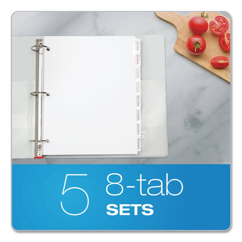 Oxford Custom Label Tab Dividers with Self-Adhesive Tab Labels, 8-Tab, 11 x 8.5, White, 5 Sets