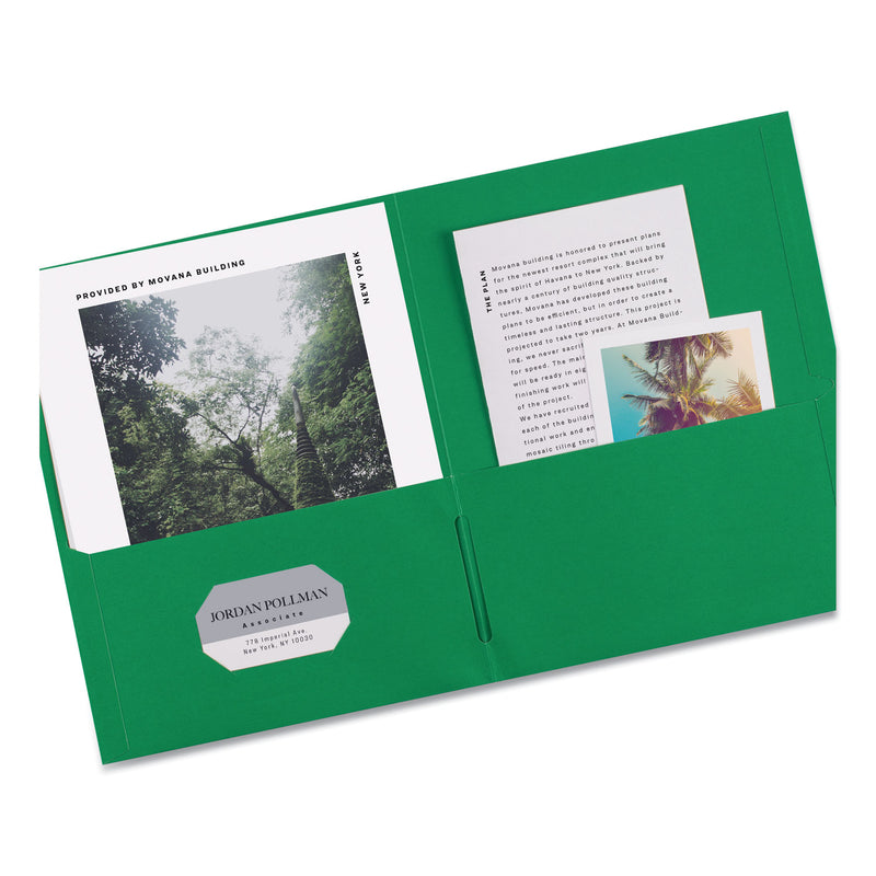 Avery Two-Pocket Folder, 40-Sheet Capacity, 11 x 8.5, Green, 25/Box