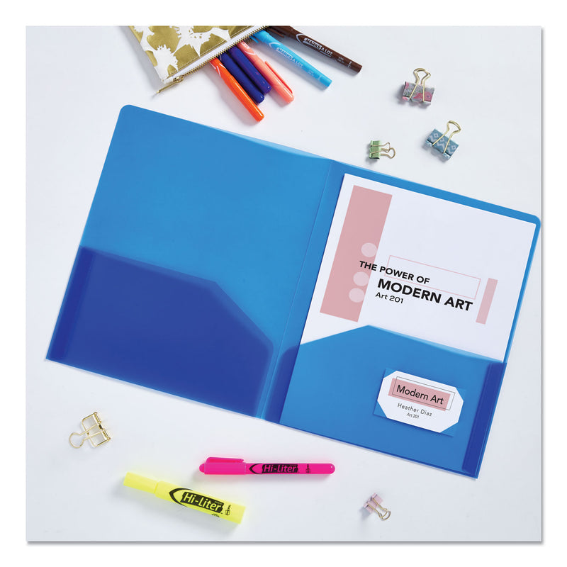 Avery Plastic Two-Pocket Folder, 20-Sheet Capacity, 11 x 8.5, Translucent Blue