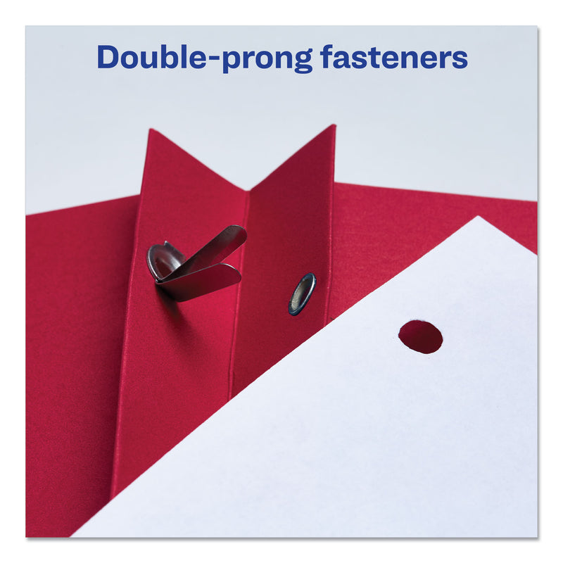 Avery Two-Pocket Folder, Prong Fastener, 0.5" Capacity, 11 x 8.5, Red, 25/Box