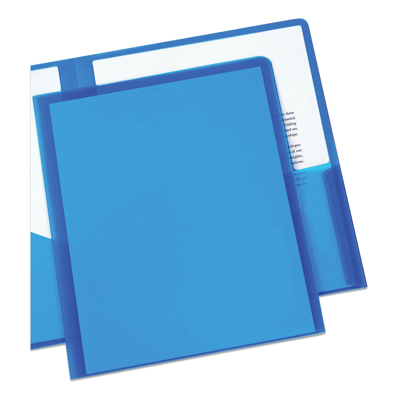 Avery Plastic Two-Pocket Folder, 20-Sheet Capacity, 11 x 8.5, Translucent Blue