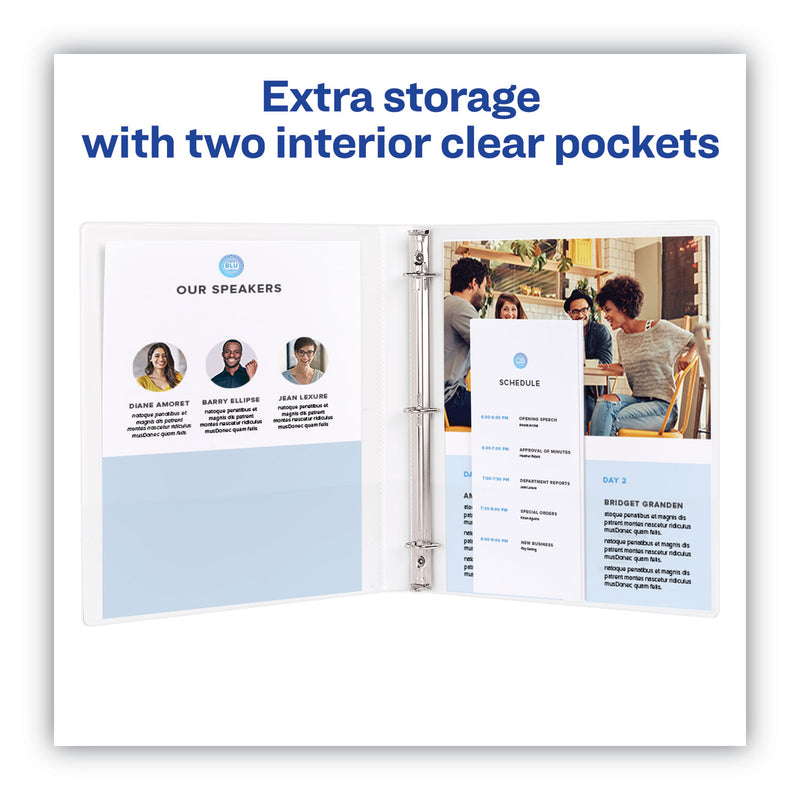 Avery Heavy-Duty Non Stick View Binder with DuraHinge and Slant Rings, 3 Rings, 4" Capacity, 11 x 8.5, White, 2/Pack