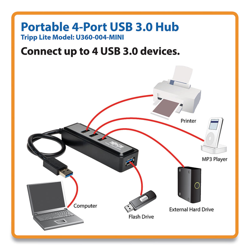 Tripp Lite USB 3.0 SuperSpeed Hub, 4 Ports, Black