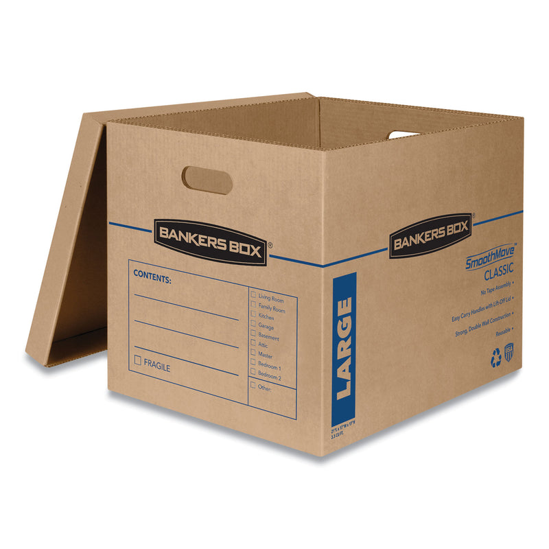 Bankers Box SmoothMove Classic Moving/Storage Boxes, Half Slotted Container (HSC), Large, 17" x 21" x 17", Brown/Blue, 5/Carton