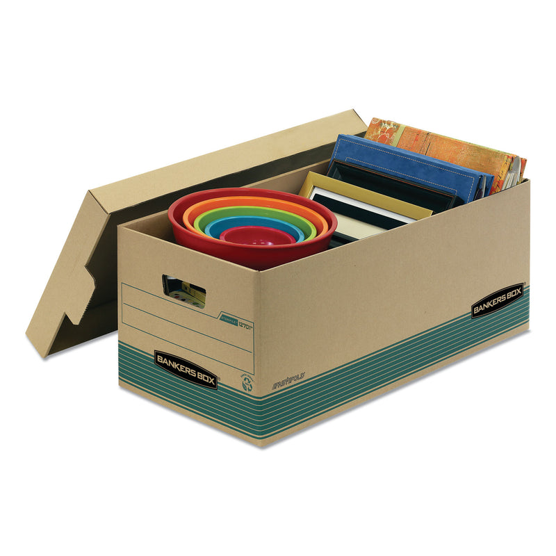 Bankers Box STOR/FILE Medium-Duty 100% Recycled Storage Boxes, Legal Files, 15.88" x 25.38" x 10.25", Kraft/Green, 12/Carton