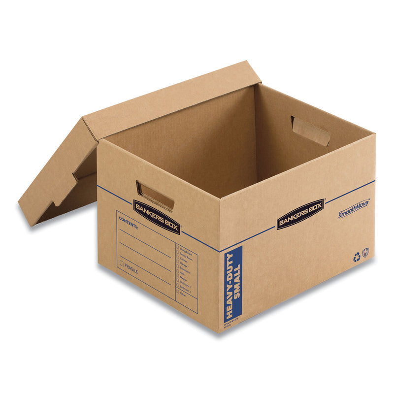 Bankers Box SmoothMove Maximum Strength Moving Boxes, Half Slotted Container (HSC), Small, 15" x 15" x 12", Brown/Blue, 8/Pack