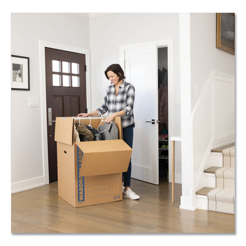 Bankers Box SmoothMove Wardrobe Box, Regular Slotted Container (RSC), 24" x 24" x 40", Brown/Blue, 3/Carton