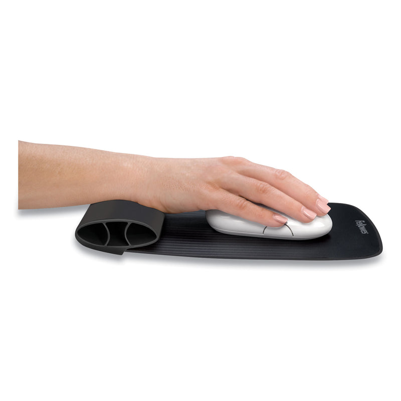 Fellowes I-Spire Wrist Rocker Mouse Pad with Wrist Rest, 7.81 x 10, Black/Gray