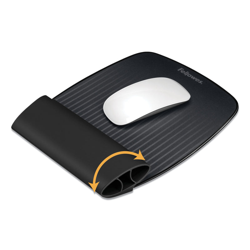 Fellowes I-Spire Wrist Rocker Mouse Pad with Wrist Rest, 7.81 x 10, Black/Gray