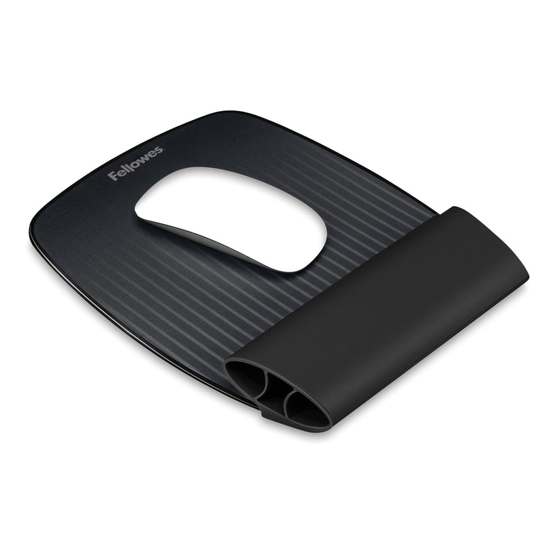 Fellowes I-Spire Wrist Rocker Mouse Pad with Wrist Rest, 7.81 x 10, Black/Gray