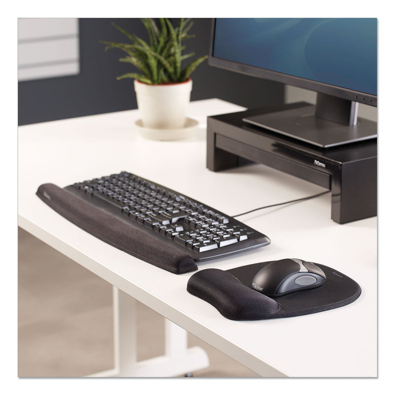 Fellowes Memory Foam Keyboard Wrist Rest, 19.31 x 2.31, Black