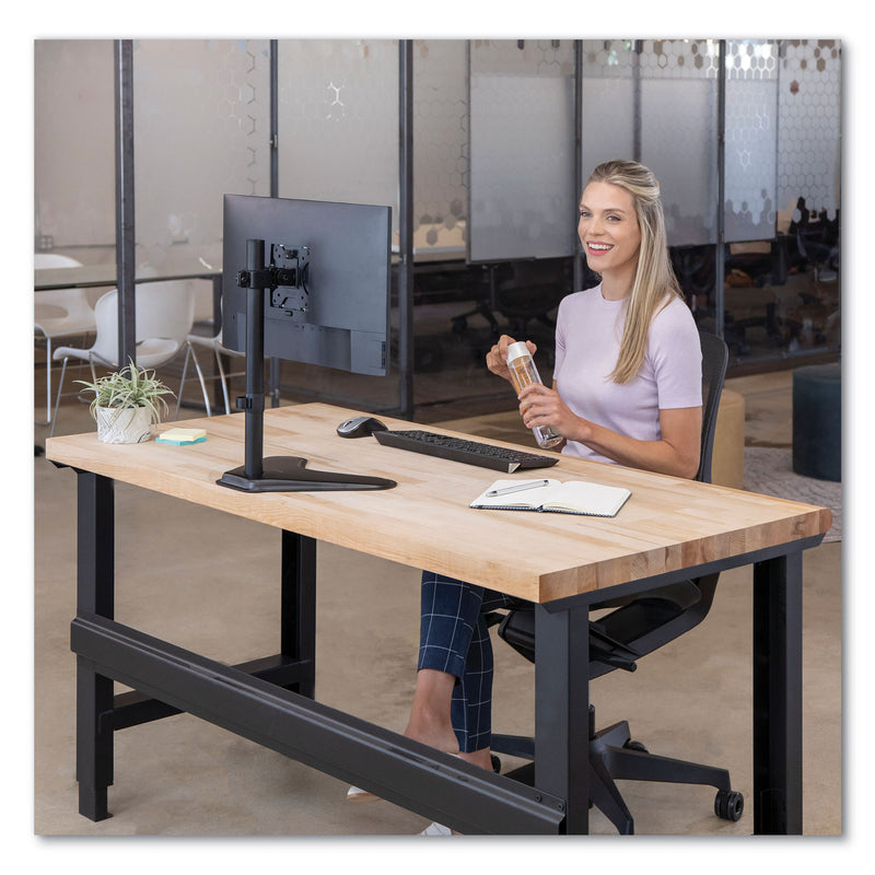 Fellowes Professional Series Single Freestanding Monitor Arm, For 32" Monitors, 11" x 15.4" x 18.3", Black, Supports 17 lb