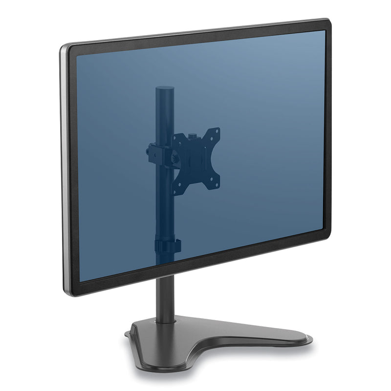 Fellowes Professional Series Single Freestanding Monitor Arm, For 32" Monitors, 11" x 15.4" x 18.3", Black, Supports 17 lb