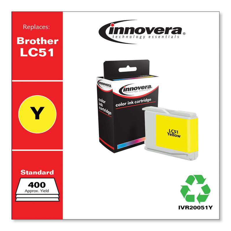 Innovera Remanufactured Yellow Ink, Replacement for LC51Y, 400 Page-Yield