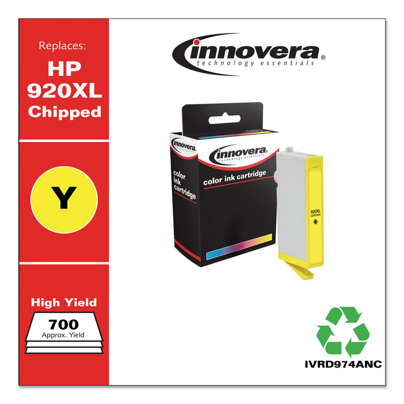 Innovera Remanufactured Yellow High-Yield Ink, Replacement for 920XL (CD974AN), 700 Page-Yield