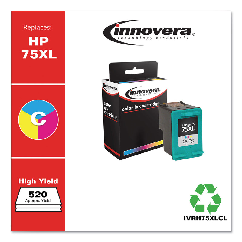 Innovera Remanufactured Tri-Color High-Yield Ink, Replacement for 75XL (CB338WN), 520 Page-Yield