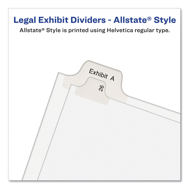 Avery Preprinted Legal Exhibit Side Tab Index Dividers, Allstate Style, 26-Tab, S, 11 x 8.5, White, 25/Pack