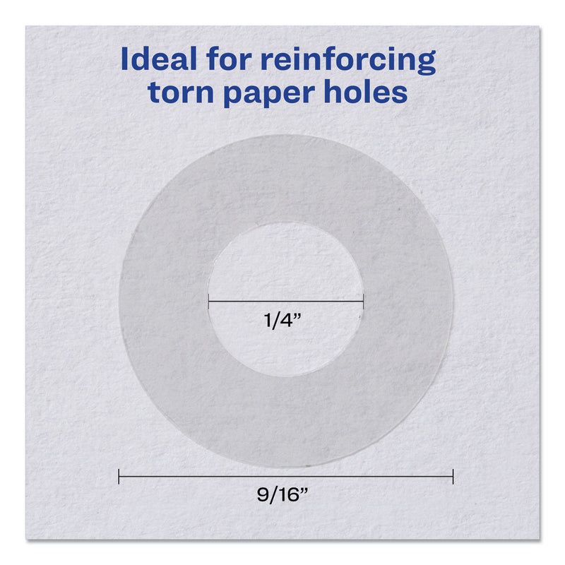 Avery Dispenser Pack Hole Reinforcements, 0.25" Dia, Clear, 200/Pack, (5721)