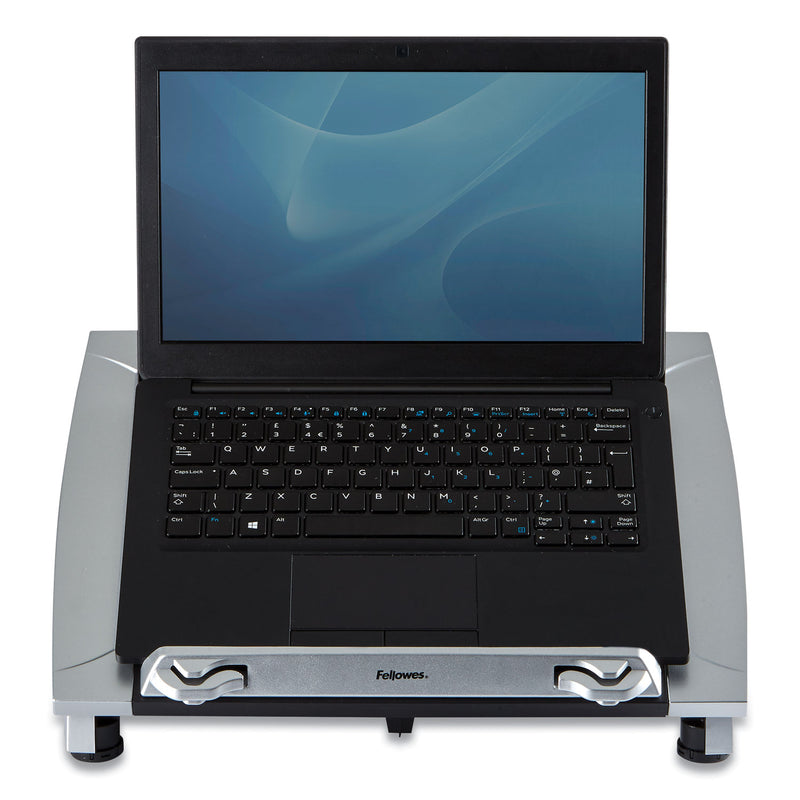 Fellowes Office Suites Laptop Riser Plus, 15.06" x 10.5" x 6.5", Black/Silver, Supports 10 lbs