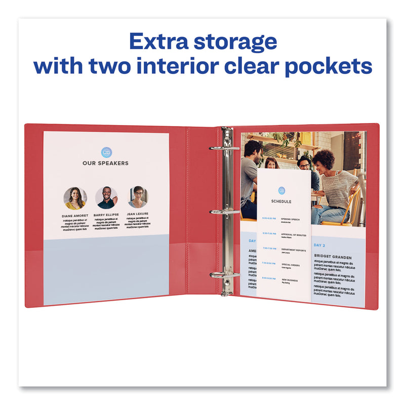Avery Durable Non-View Binder with DuraHinge and Slant Rings, 3 Rings, 1" Capacity, 11 x 8.5, Red