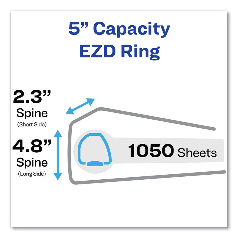 Avery Durable Non-View Binder with DuraHinge and EZD Rings, 3 Rings, 5" Capacity, 11 x 8.5, Black, (8901)