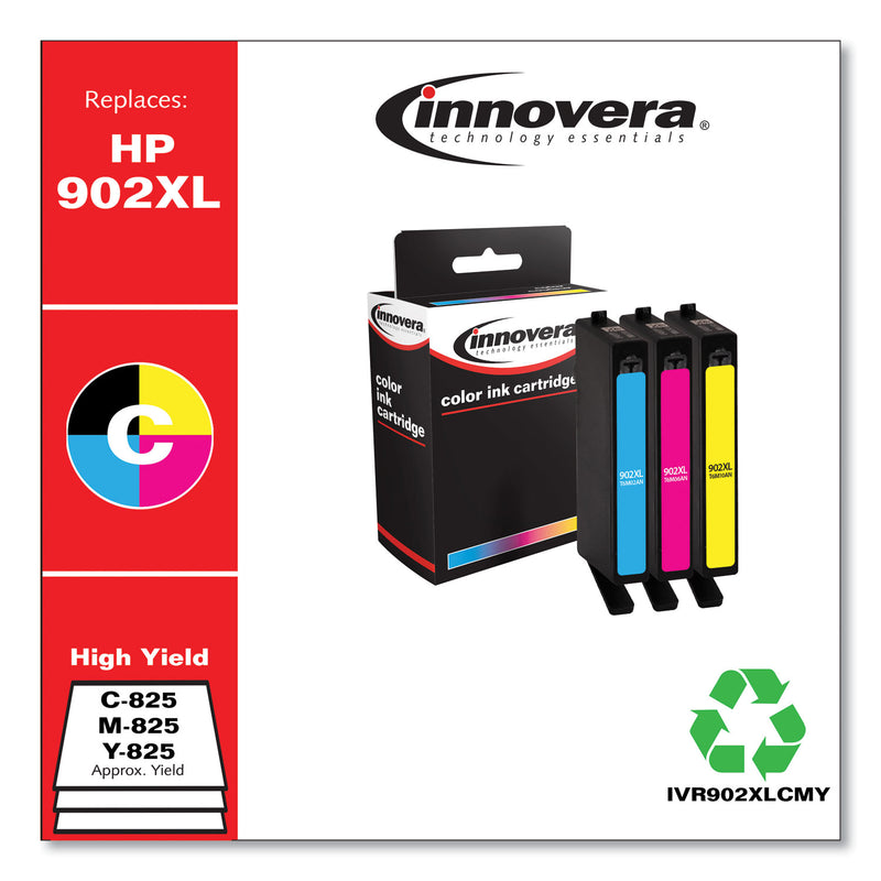 Innovera Remanufactured Cyan/Magenta/Yellow High-Yield Ink, Replacement for 902XL (T6M02AN), 825 Page-Yield