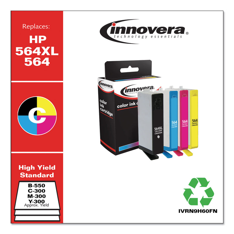 Innovera Remanufactured Black/Cyan/Magenta/Yellow Ink, Replacement for 564XL/564 (N9H60FN), 550/300 Page-Yield