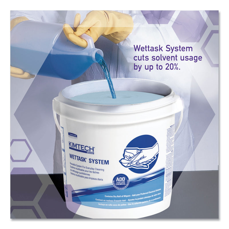 WypAll Power Clean Wipers for Solvents WetTask Customizable Wet Wiping System 12 x 6, Unscented, 95/Roll, 6 Rolls/1 Bucket/Carton