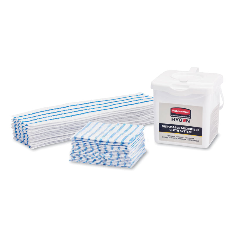 Rubbermaid Disposable Microfiber Pad, 4.75 x 19, White/Blue Stripes, 50/Pack, 3 Packs/Carton