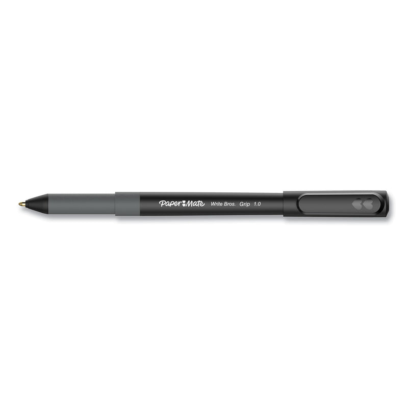 Paper Mate Write Bros. Grip Ballpoint Pen, Stick, Medium 1 mm, Black Ink, Black Barrel, Dozen